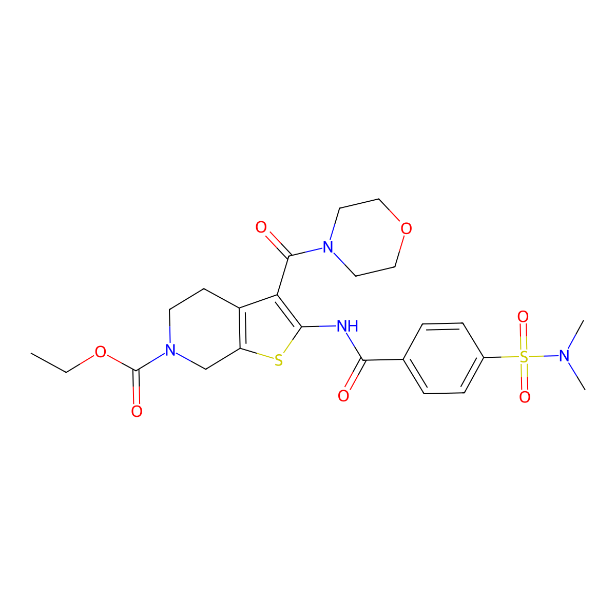 ethyl 2-(4-(N,N-dimethylsulfamoyl)benzamido)-3-(morpholine-4-carbonyl)-4,5-dihydrothieno[2,3-c]pyridine-6(7H)-carboxylate molecular structure, CAS 449782-33-6