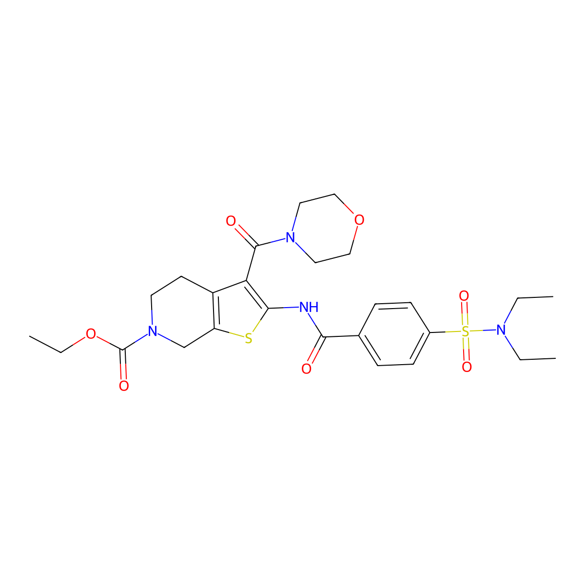 ethyl 2-(4-(N,N-diethylsulfamoyl)benzamido)-3-(morpholine-4-carbonyl)-4,5-dihydrothieno[2,3-c]pyridine-6(7H)-carboxylate molecular structure, CAS 449782-35-8