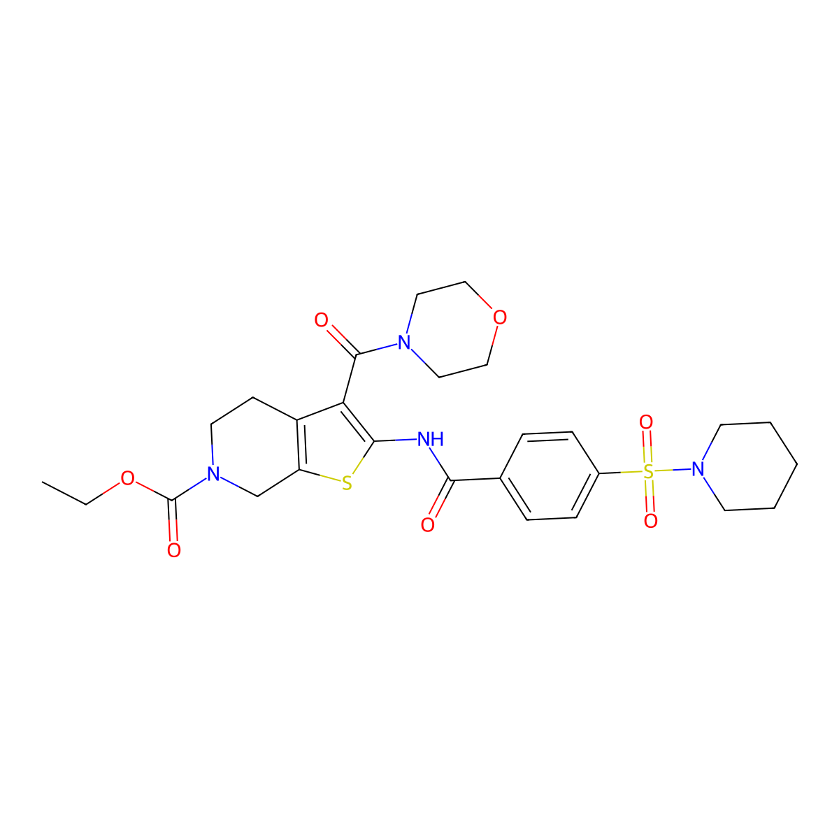 ethyl 3-(morpholine-4-carbonyl)-2-(4-(piperidin-1-ylsulfonyl)benzamido)-4,5-dihydrothieno[2,3-c]pyridine-6(7H)-carboxylate molecular structure, CAS 449782-41-6
