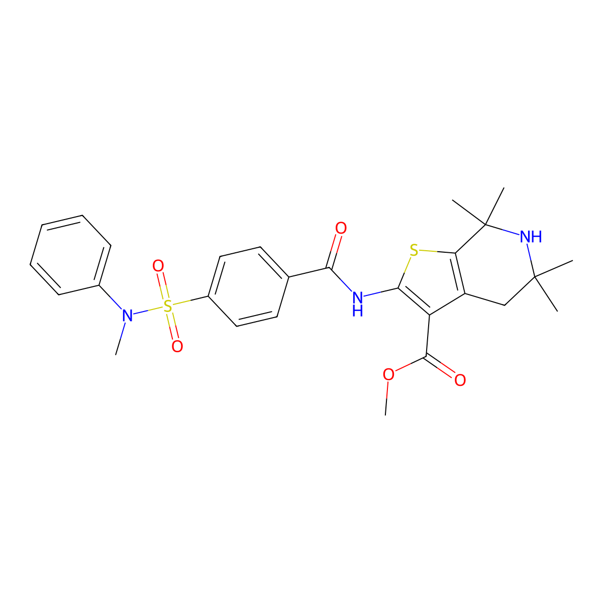 methyl 5,5,7,7-tetramethyl-2-(4-(N-methyl-N-phenylsulfamoyl)benzamido)-4,5,6,7-tetrahydrothieno[2,3-c]pyridine-3-carboxylate molecular structure, CAS 449782-53-0