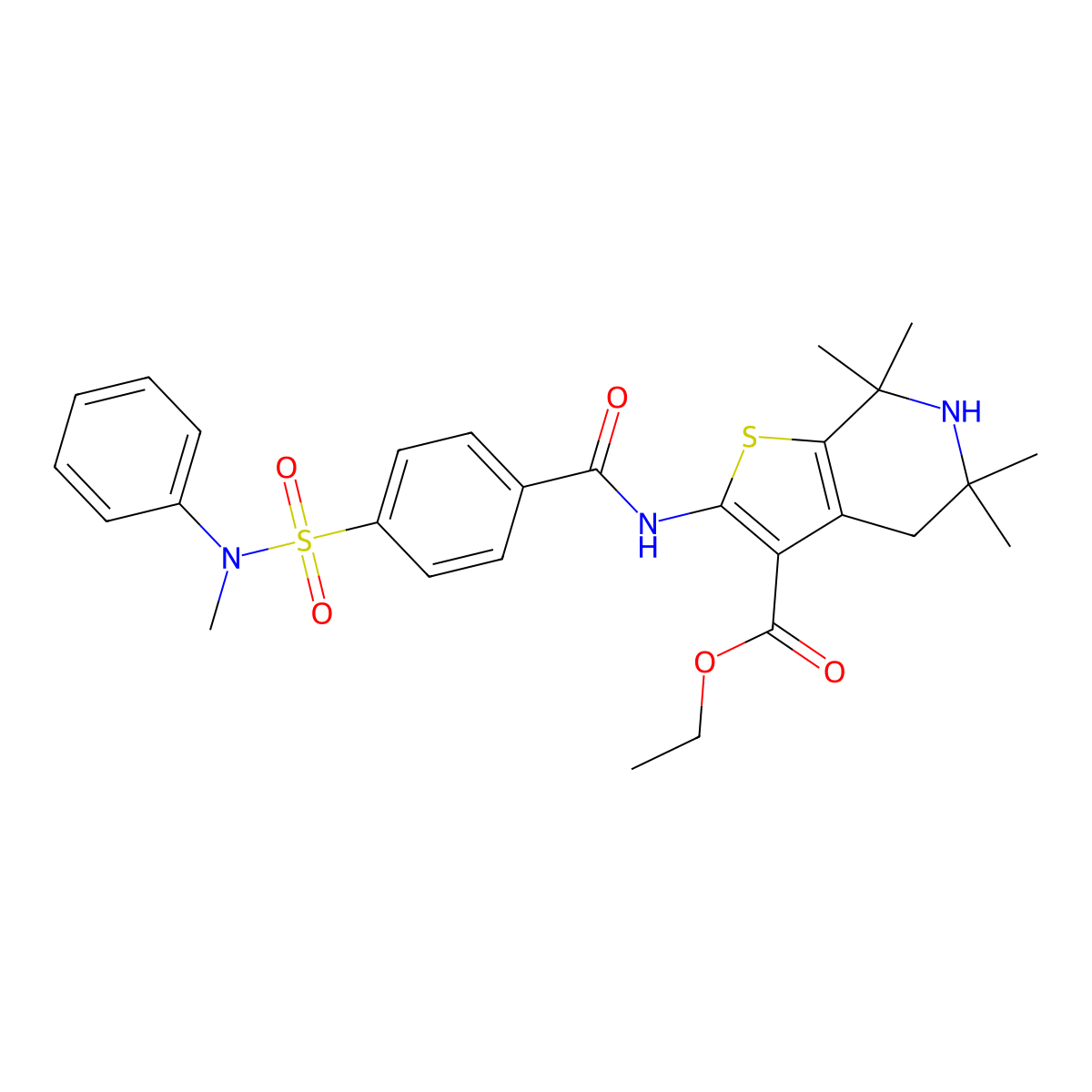 ethyl 5,5,7,7-tetramethyl-2-(4-(N-methyl-N-phenylsulfamoyl)benzamido)-4,5,6,7-tetrahydrothieno[2,3-c]pyridine-3-carboxylate molecular structure, CAS 449782-90-5