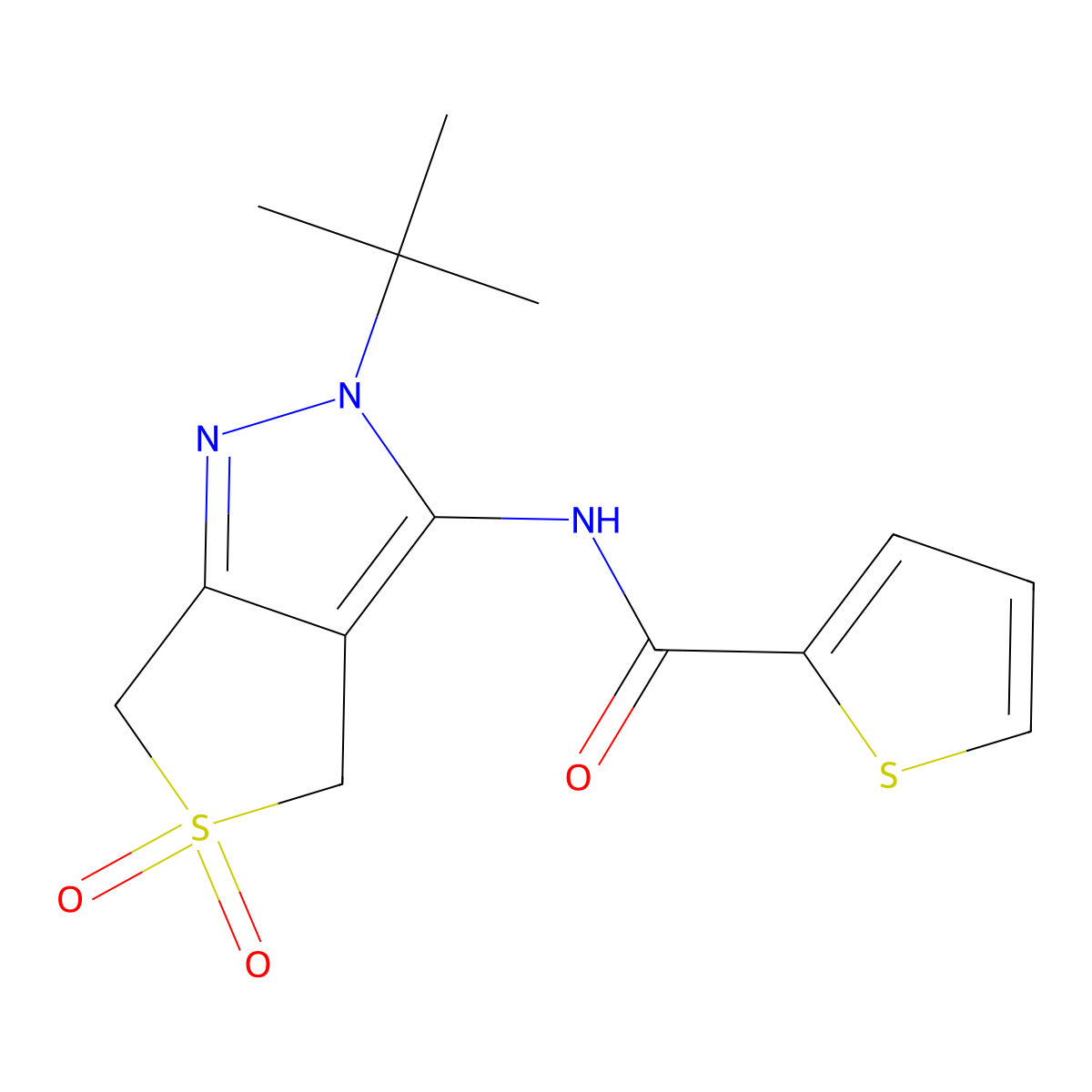 N-(2-tert-butyl-5,5-dioxo-4,6-dihydrothieno[3,4-c]pyrazol-3-yl)thiophene-2-carboxamide molecular structure, CAS 449783-64-6