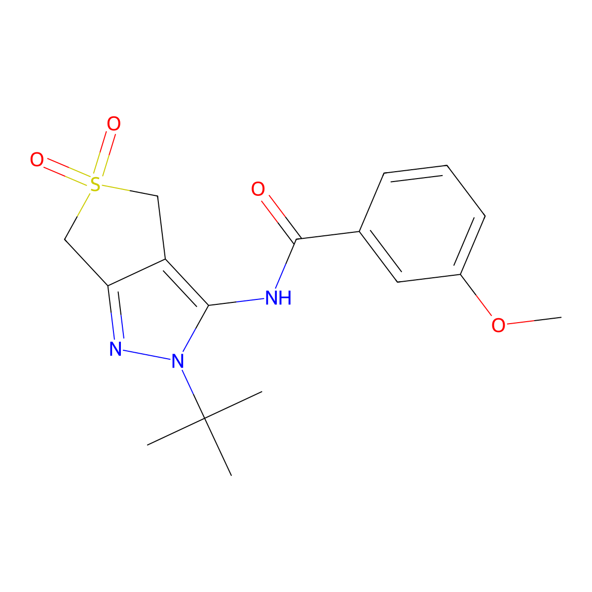 N-(2-tert-butyl-5,5-dioxo-4,6-dihydrothieno[3,4-c]pyrazol-3-yl)-3-methoxybenzamide molecular structure, CAS 449783-97-5