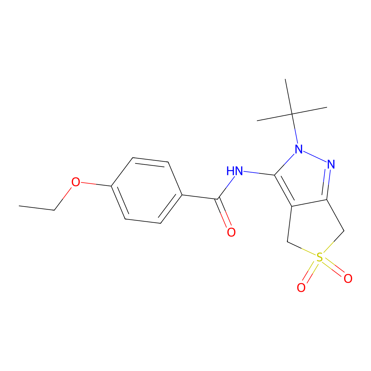 N-(2-tert-butyl-5,5-dioxo-4,6-dihydrothieno[3,4-c]pyrazol-3-yl)-4-ethoxybenzamide molecular structure, CAS 449784-03-6