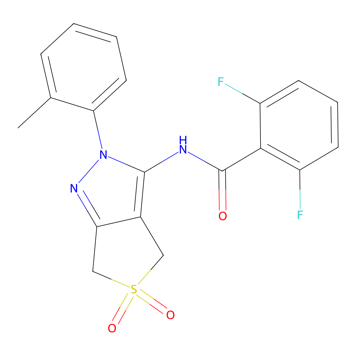 N-(5,5-dioxido-2-(o-tolyl)-4,6-dihydro-2H-thieno[3,4-c]pyrazol-3-yl)-2,6-difluorobenzamide molecular structure, CAS 449785-97-1