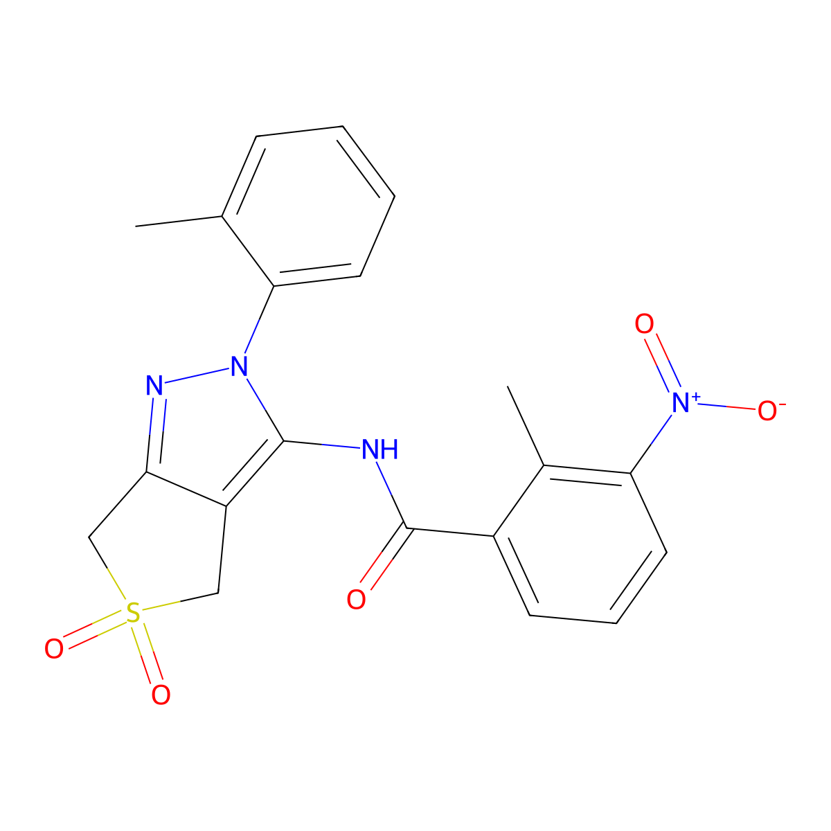 N-(5,5-dioxido-2-(o-tolyl)-4,6-dihydro-2H-thieno[3,4-c]pyrazol-3-yl)-2-methyl-3-nitrobenzamide molecular structure, CAS 449786-03-2