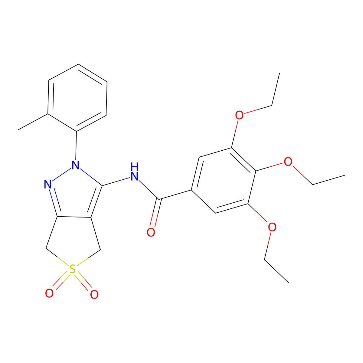 N-(5,5-dioxido-2-(o-tolyl)-4,6-dihydro-2H-thieno[3,4-c]pyrazol-3-yl)-3,4,5-triethoxybenzamide molecular structure, CAS 449786-22-5