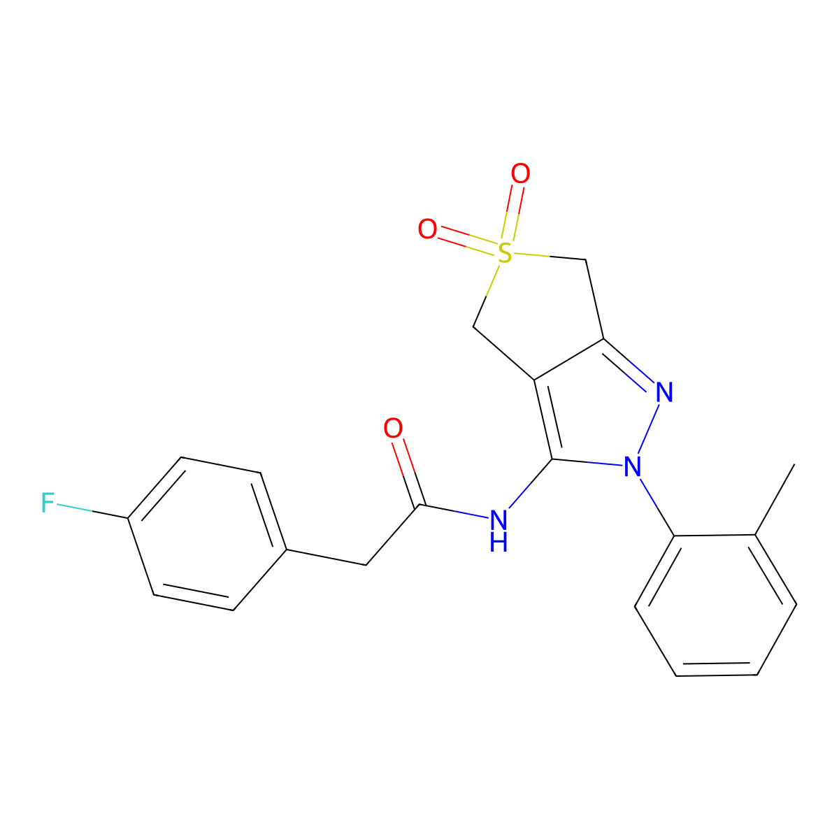N-(5,5-dioxido-2-(o-tolyl)-4,6-dihydro-2H-thieno[3,4-c]pyrazol-3-yl)-2-(4-fluorophenyl)acetamide molecular structure, CAS 449786-32-7