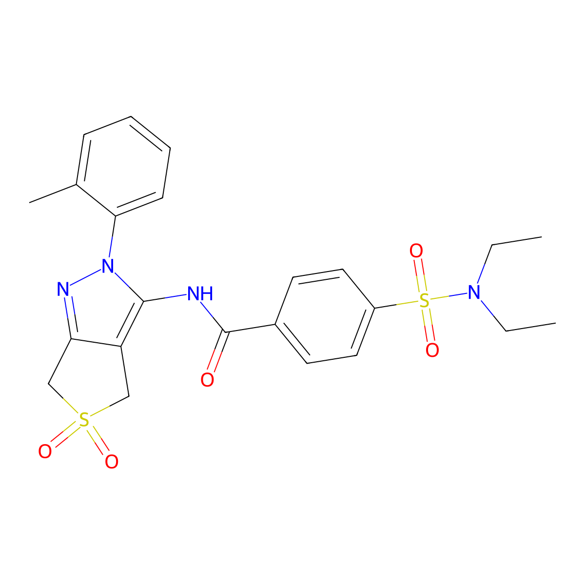 4-(diethylsulfamoyl)-N-[2-(2-methylphenyl)-5,5-dioxo-4,6-dihydrothieno[3,4-c]pyrazol-3-yl]benzamide molecular structure, CAS 449786-58-7