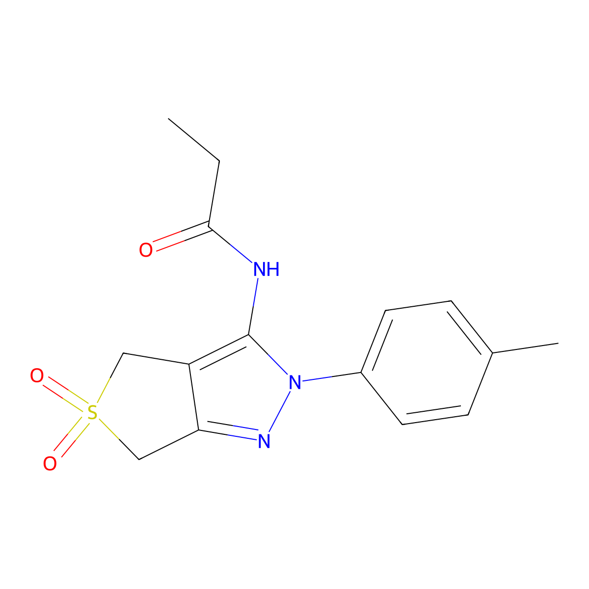N-[2-(4-methylphenyl)-5,5-dioxo-4,6-dihydrothieno[3,4-c]pyrazol-3-yl]propanamide molecular structure, CAS 449786-72-5