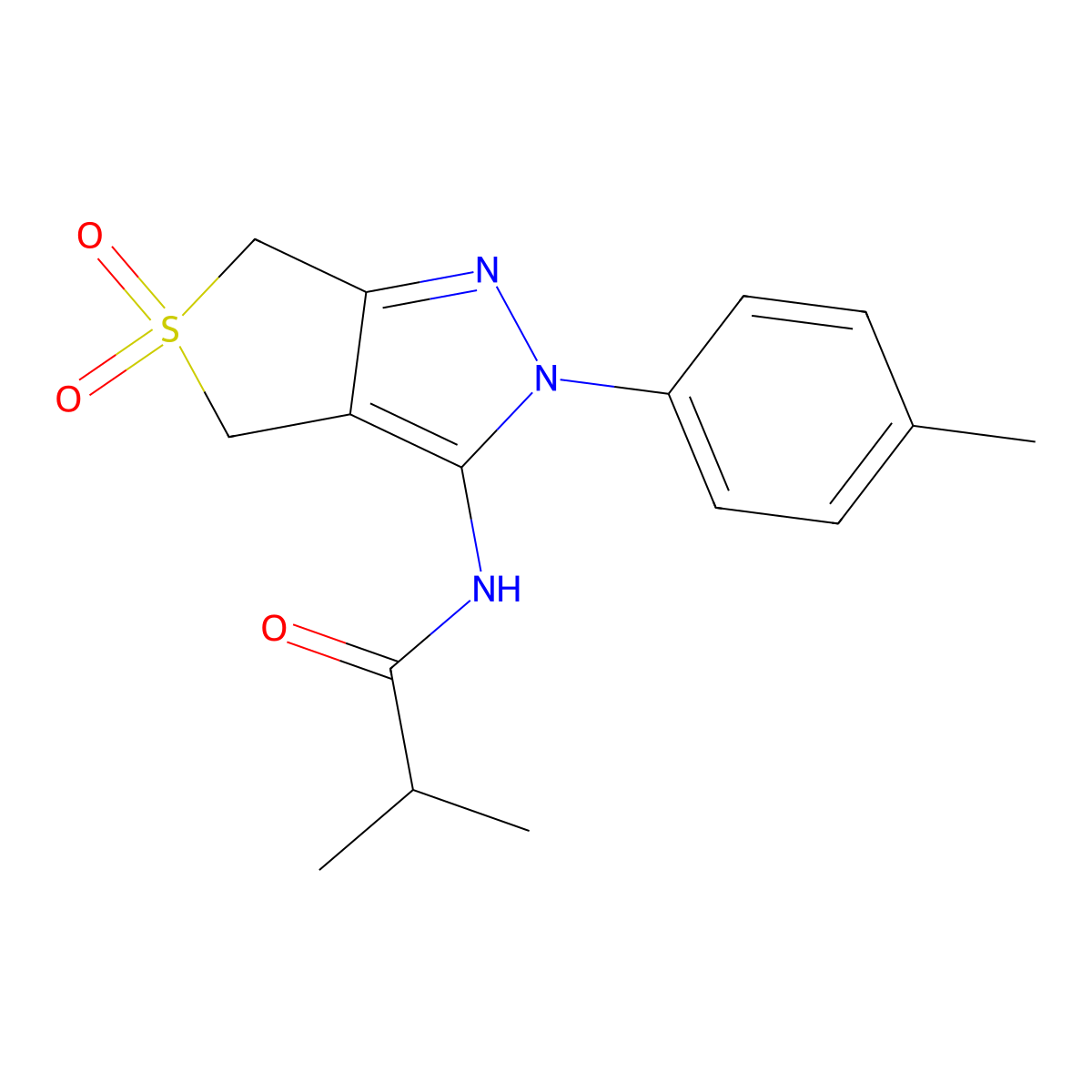N-(5,5-dioxido-2-(p-tolyl)-4,6-dihydro-2H-thieno[3,4-c]pyrazol-3-yl)isobutyramide molecular structure, CAS 449786-78-1