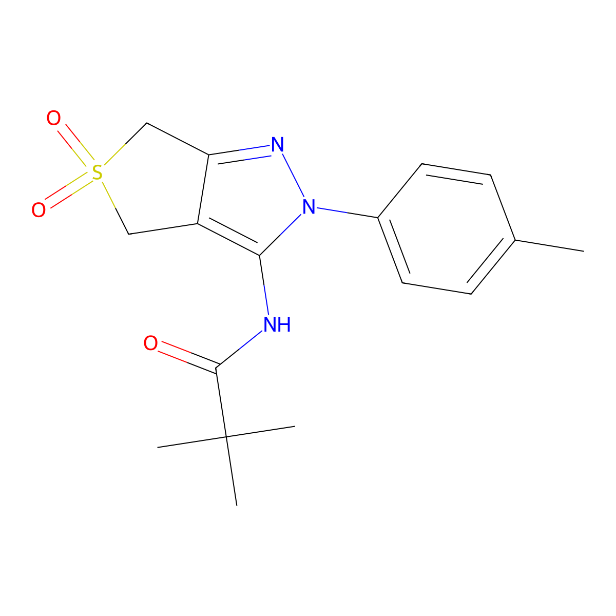 N-(5,5-dioxido-2-(p-tolyl)-4,6-dihydro-2H-thieno[3,4-c]pyrazol-3-yl)pivalamide molecular structure, CAS 449786-80-5