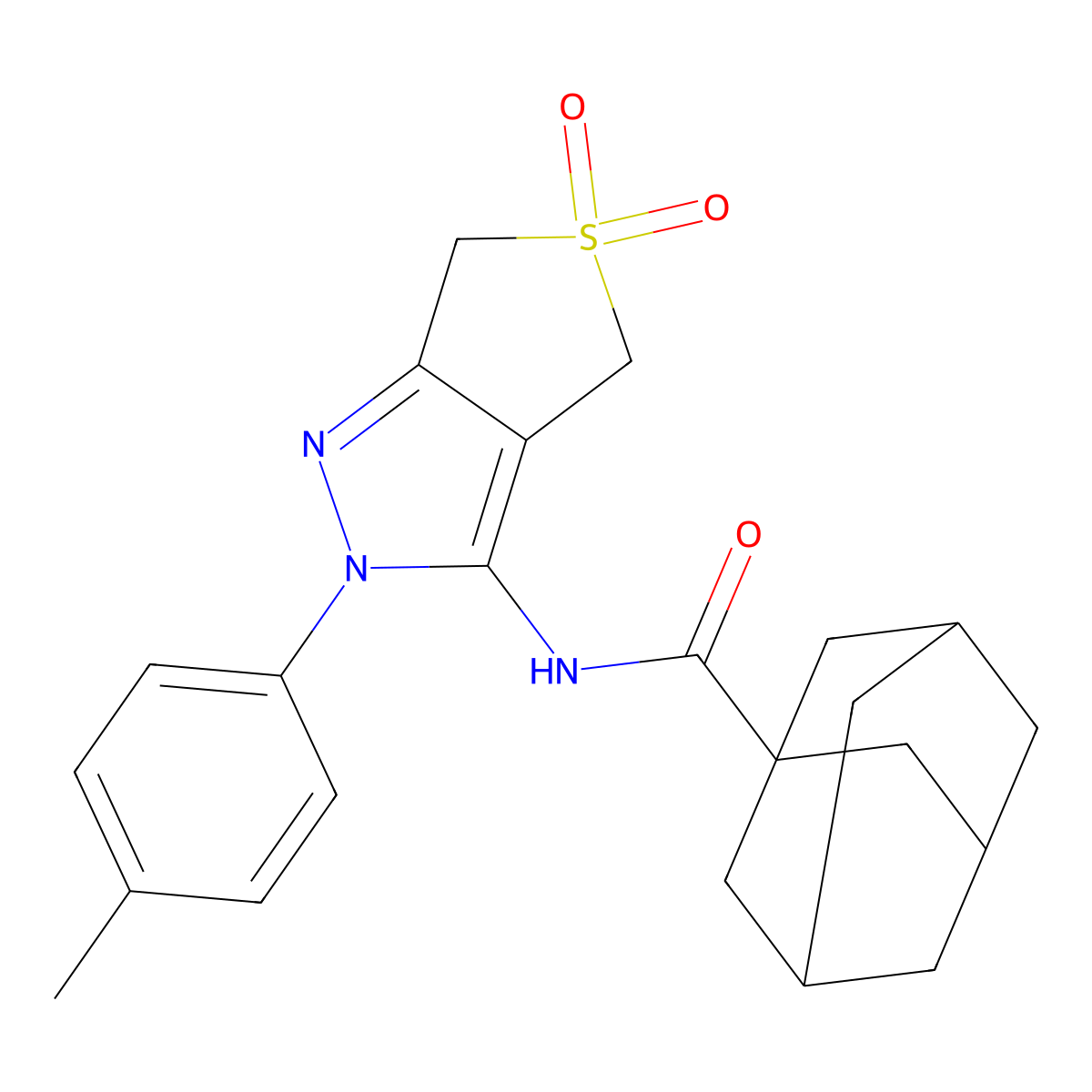 N-[2-(4-methylphenyl)-5,5-dioxo-4,6-dihydrothieno[3,4-c]pyrazol-3-yl]adamantane-1-carboxamide molecular structure, CAS 449787-00-2