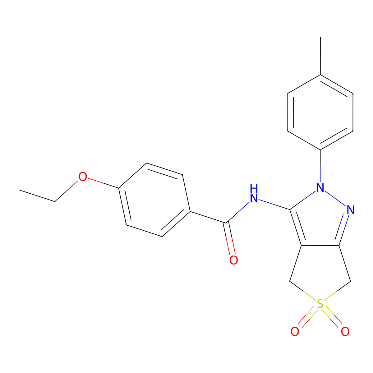 N-(5,5-dioxido-2-(p-tolyl)-4,6-dihydro-2H-thieno[3,4-c]pyrazol-3-yl)-4-ethoxybenzamide molecular structure, CAS 449787-42-2