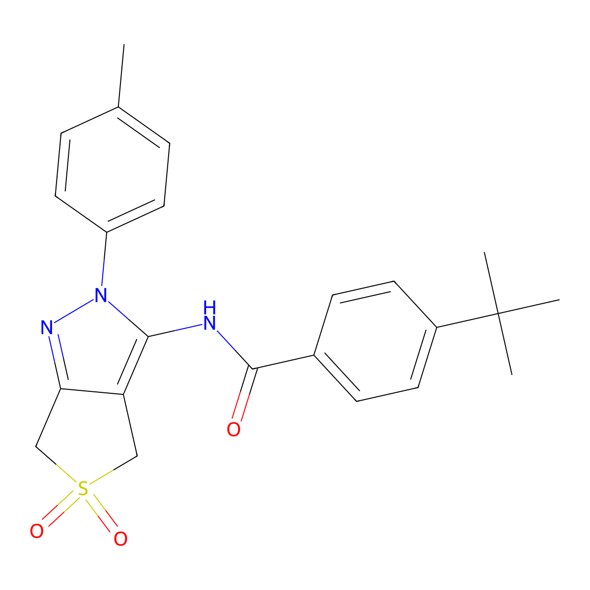 4-(tert-butyl)-N-(5,5-dioxido-2-(p-tolyl)-4,6-dihydro-2H-thieno[3,4-c]pyrazol-3-yl)benzamide molecular structure, CAS 449787-54-6