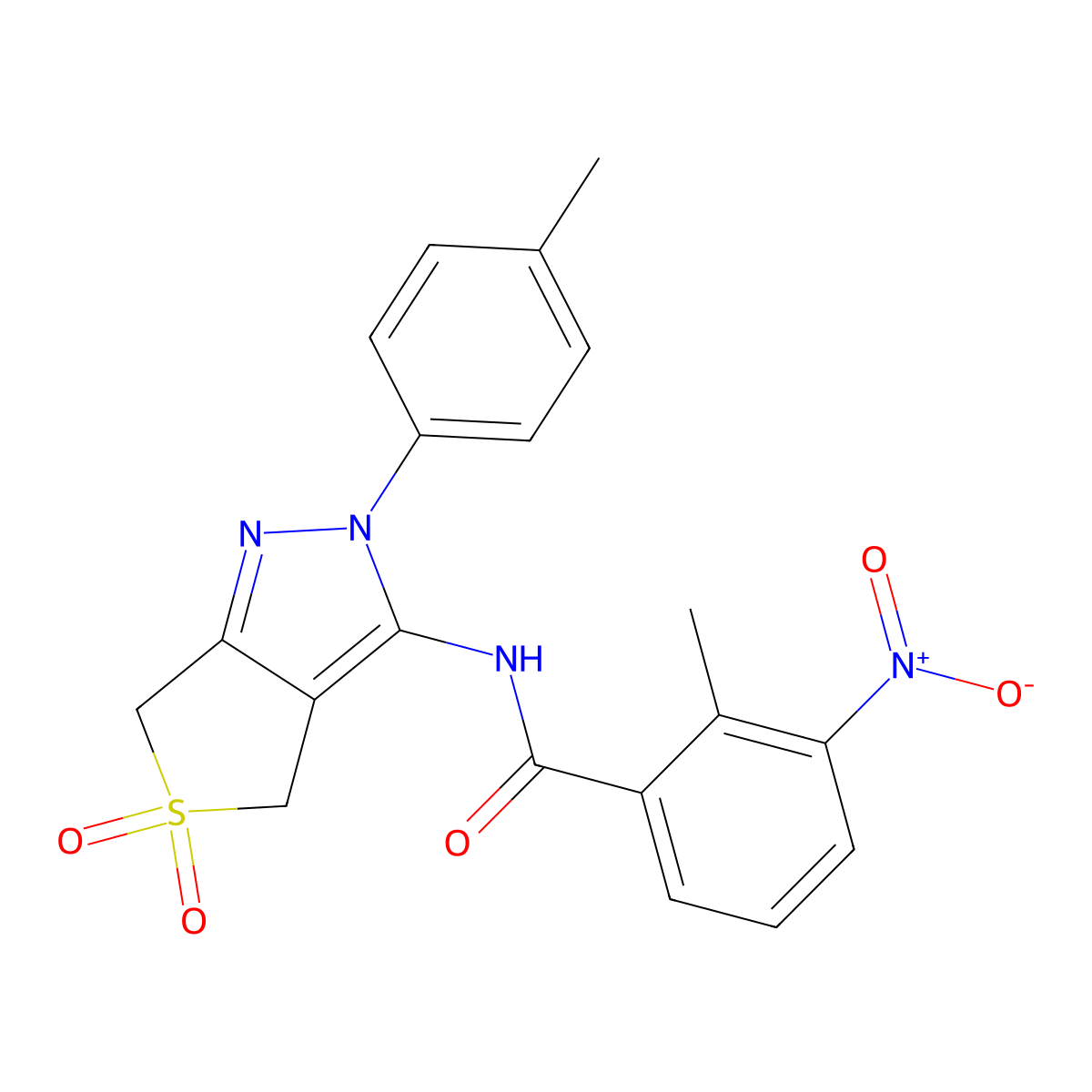 N-(5,5-dioxido-2-(p-tolyl)-4,6-dihydro-2H-thieno[3,4-c]pyrazol-3-yl)-2-methyl-3-nitrobenzamide molecular structure, CAS 449787-74-0