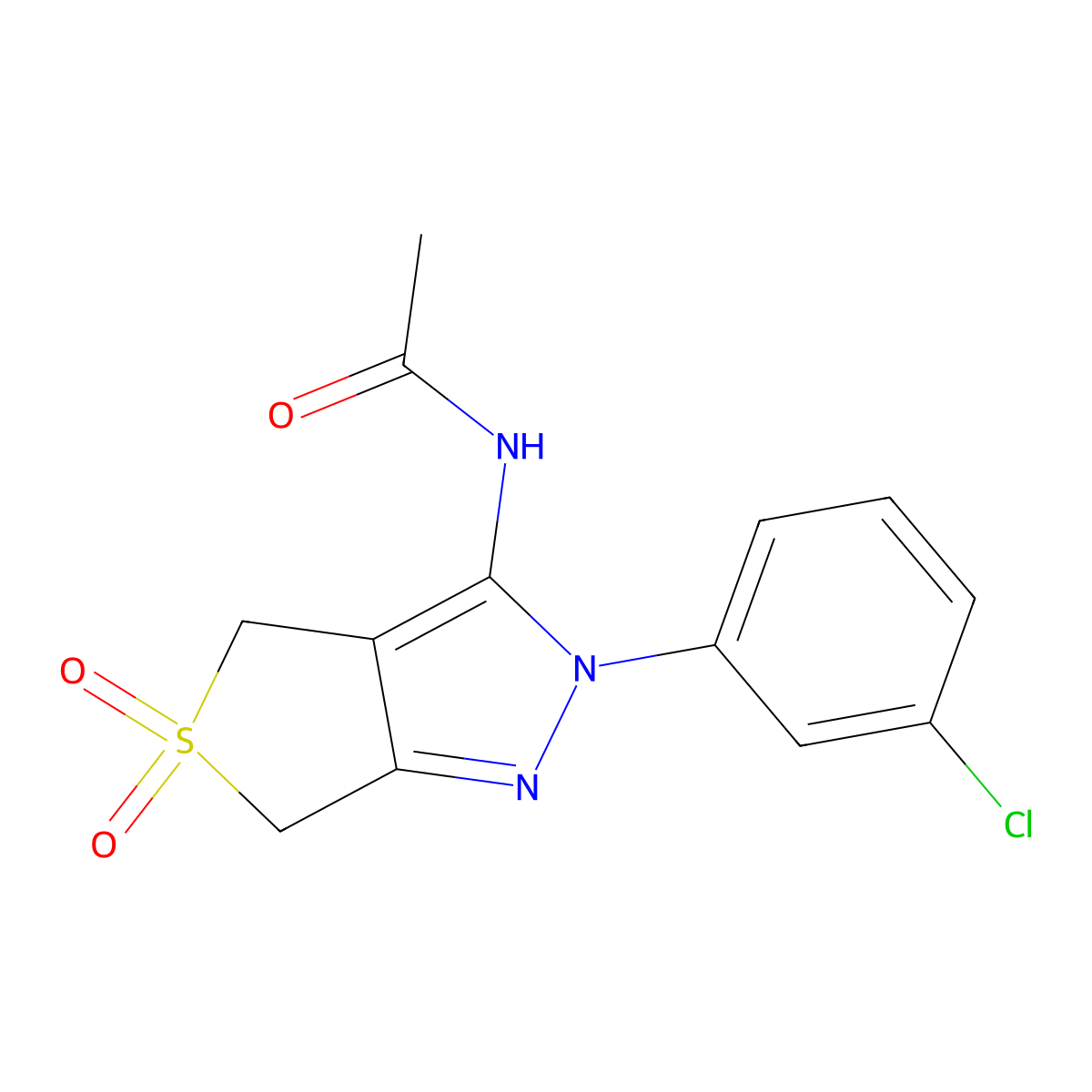 N-(2-(3-chlorophenyl)-5,5-dioxido-4,6-dihydro-2H-thieno[3,4-c]pyrazol-3-yl)acetamide molecular structure, CAS 449788-56-1