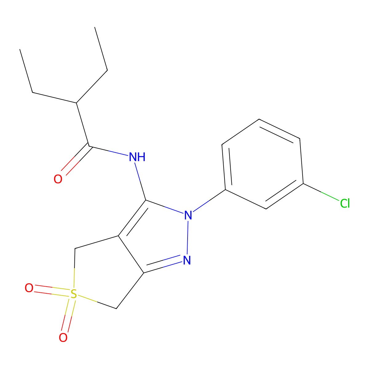 N-[2-(3-chlorophenyl)-5,5-dioxo-4,6-dihydrothieno[3,4-c]pyrazol-3-yl]-2-ethylbutanamide molecular structure, CAS 449788-75-4