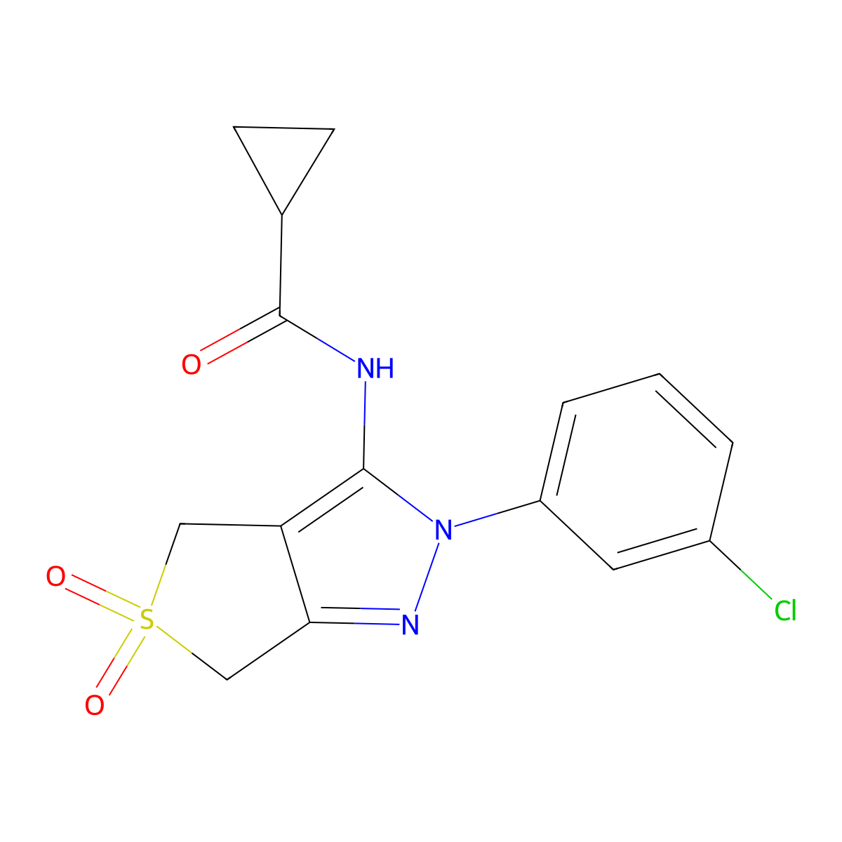 N-(2-(3-chlorophenyl)-5,5-dioxido-4,6-dihydro-2H-thieno[3,4-c]pyrazol-3-yl)cyclopropanecarboxamide molecular structure, CAS 449788-81-2
