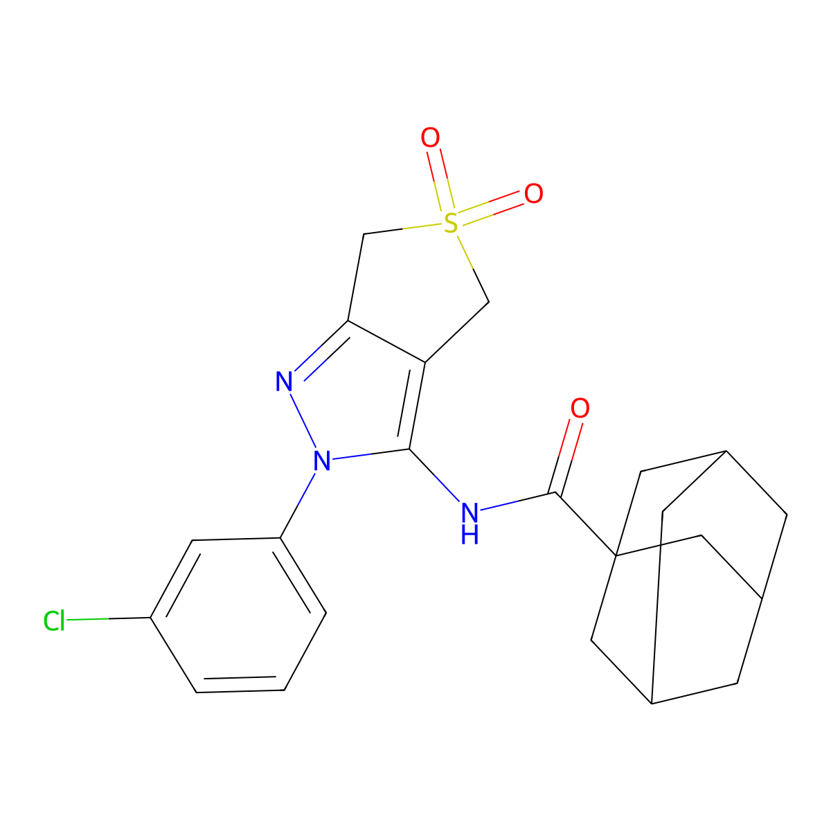 N-[2-(3-chlorophenyl)-5,5-dioxo-4,6-dihydrothieno[3,4-c]pyrazol-3-yl]adamantane-1-carboxamide molecular structure, CAS 449789-02-0