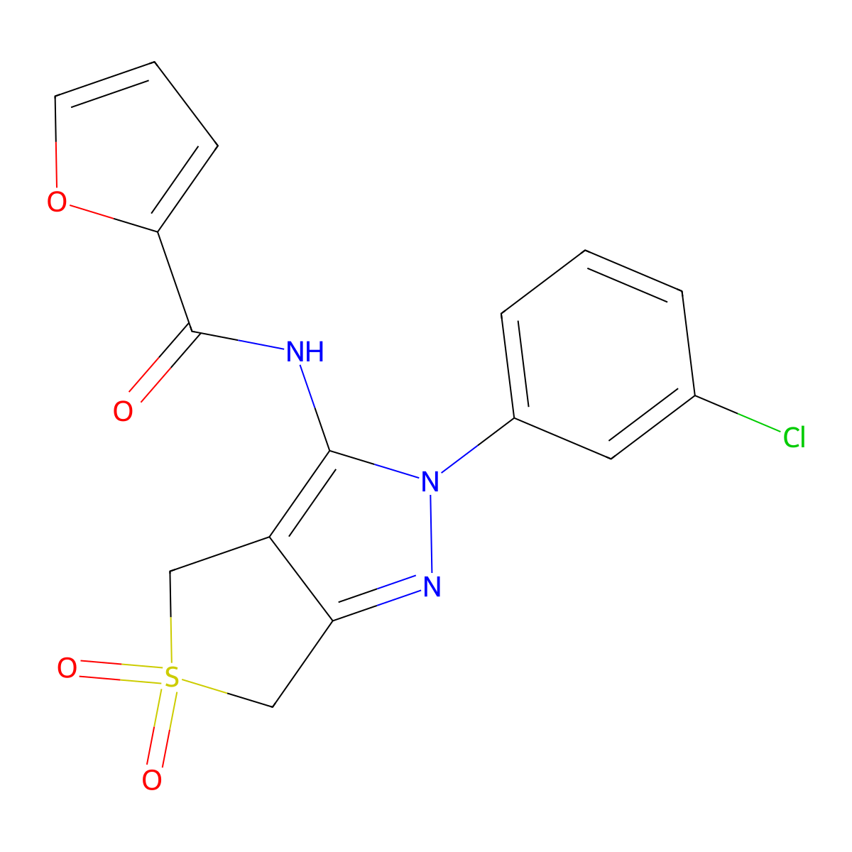 N-(2-(3-chlorophenyl)-5,5-dioxido-4,6-dihydro-2H-thieno[3,4-c]pyrazol-3-yl)furan-2-carboxamide molecular structure, CAS 449789-05-3
