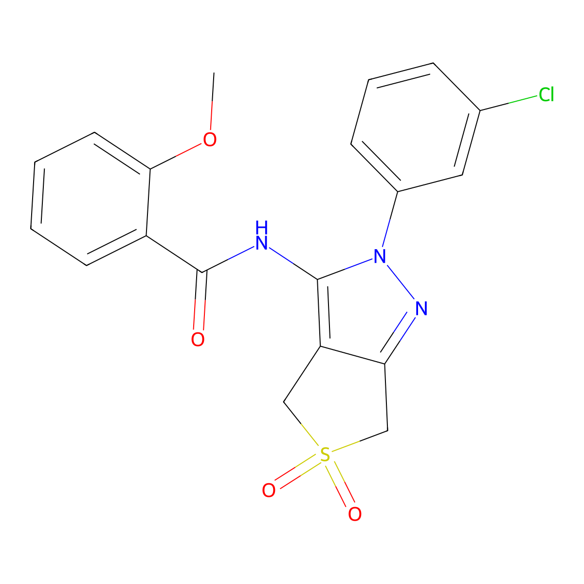 N-[2-(3-chlorophenyl)-5,5-dioxo-4,6-dihydrothieno[3,4-c]pyrazol-3-yl]-2-methoxybenzamide molecular structure, CAS 449789-49-5