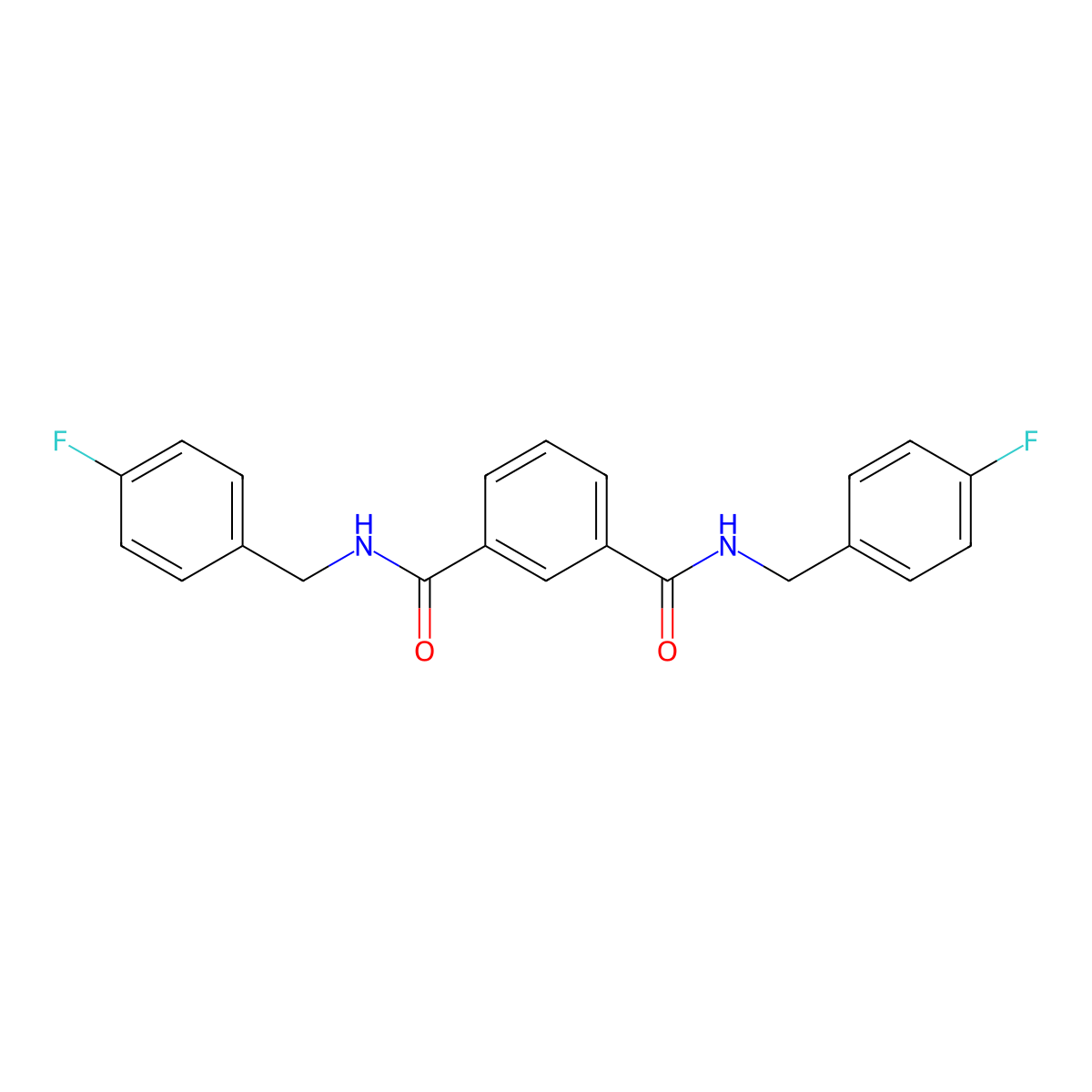 1-N,3-N-bis[(4-fluorophenyl)methyl]benzene-1,3-dicarboxamide molecular structure, CAS 449790-52-7
