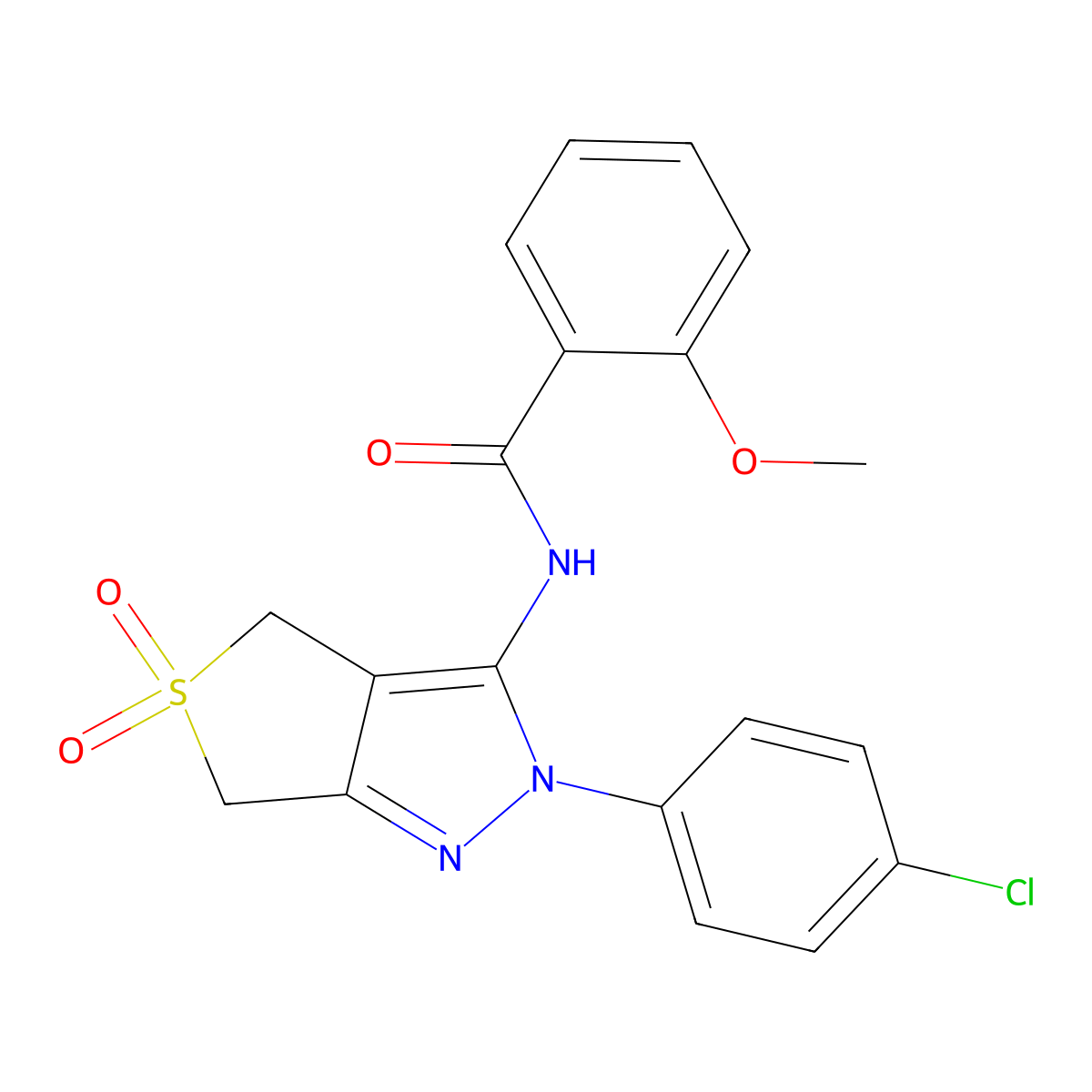 N-(2-(4-chlorophenyl)-5,5-dioxido-4,6-dihydro-2H-thieno[3,4-c]pyrazol-3-yl)-2-methoxybenzamide molecular structure, CAS 449790-69-6