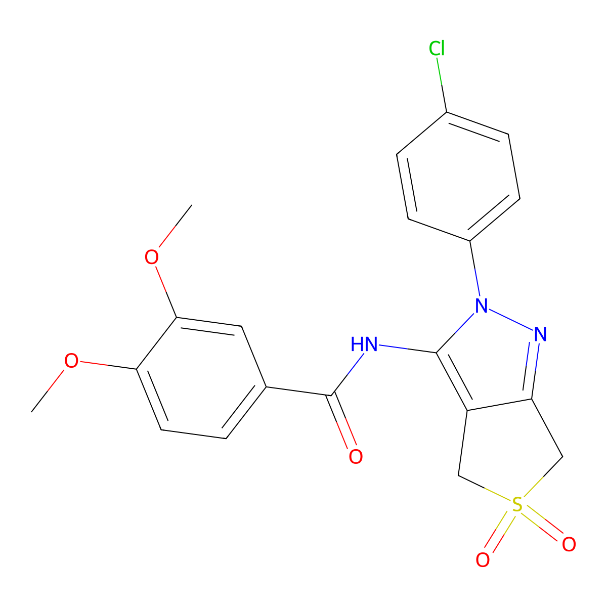 N-(2-(4-chlorophenyl)-5,5-dioxido-4,6-dihydro-2H-thieno[3,4-c]pyrazol-3-yl)-3,4-dimethoxybenzamide molecular structure, CAS 449791-40-6