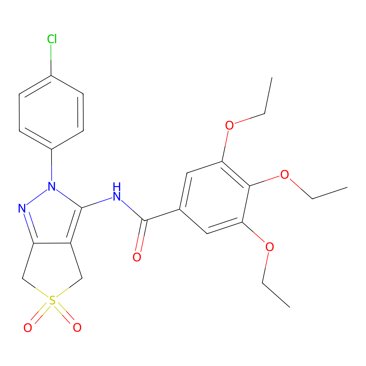 N-[2-(4-chlorophenyl)-5,5-dioxo-4,6-dihydrothieno[3,4-c]pyrazol-3-yl]-3,4,5-triethoxybenzamide molecular structure, CAS 449791-49-5