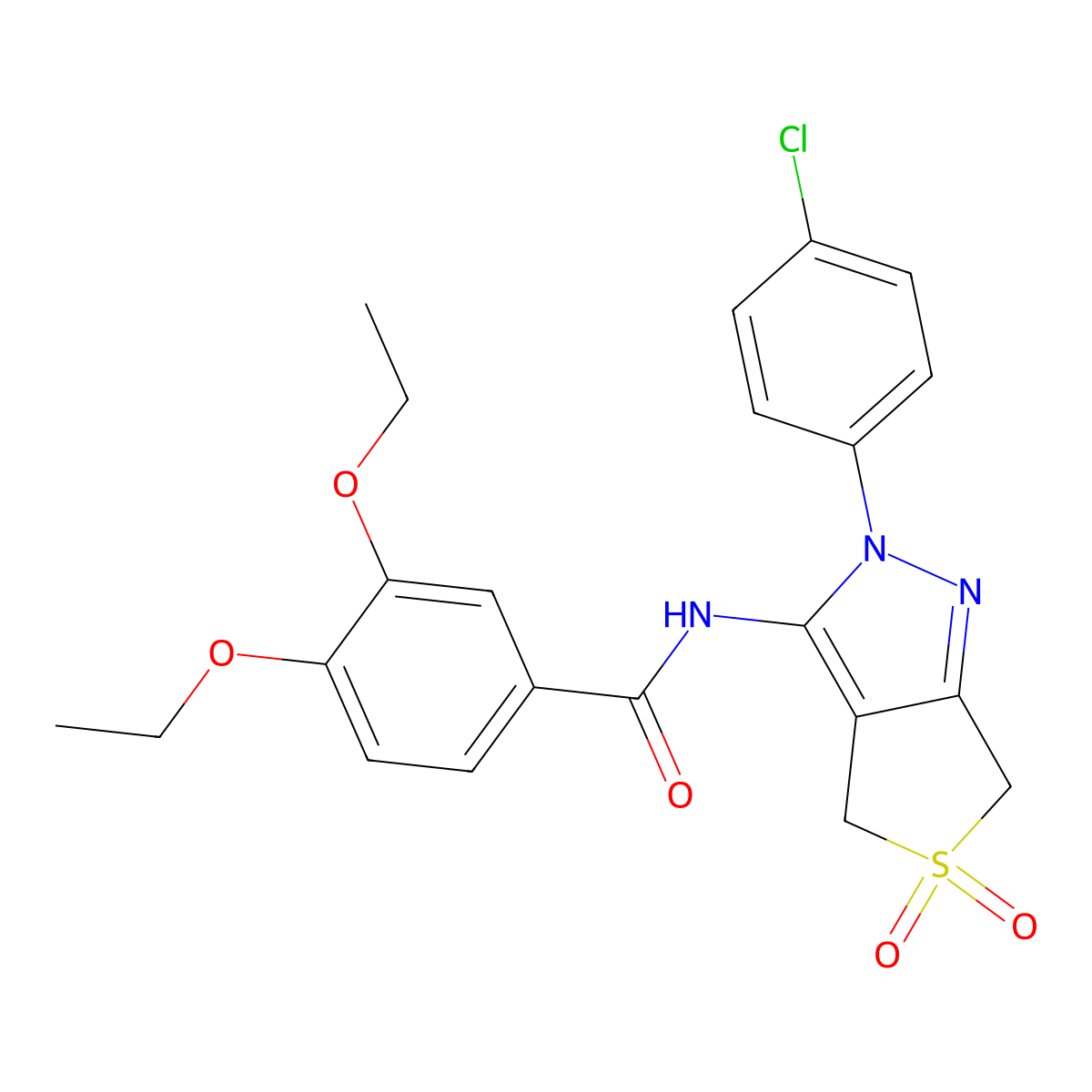 N-(2-(4-chlorophenyl)-5,5-dioxido-4,6-dihydro-2H-thieno[3,4-c]pyrazol-3-yl)-3,4-diethoxybenzamide molecular structure, CAS 449791-52-0