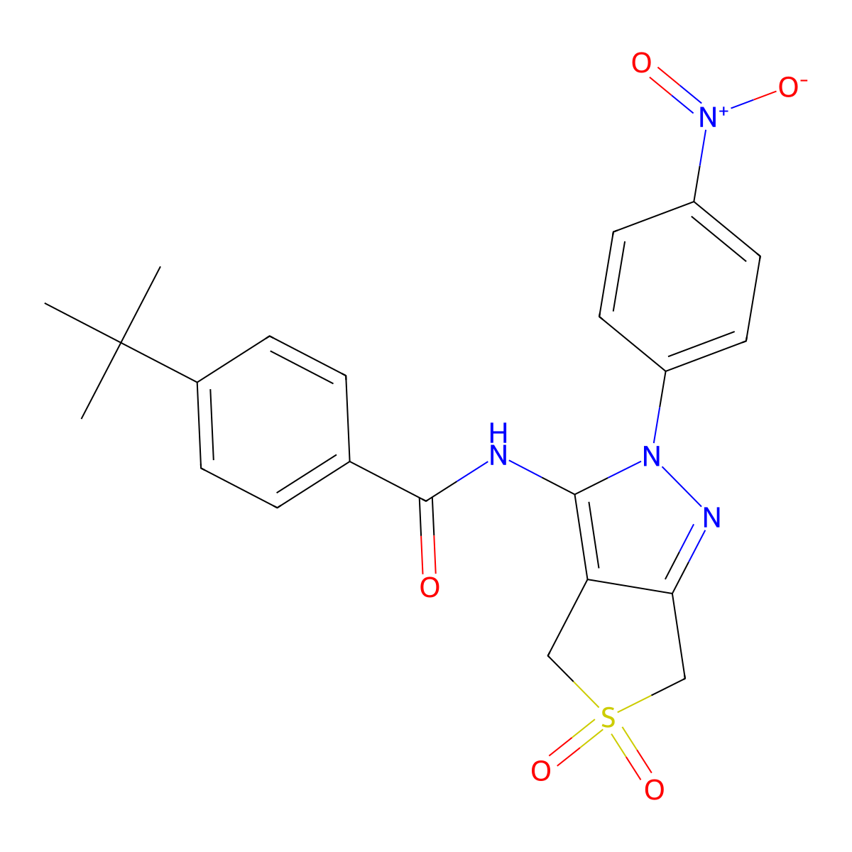 4-tert-butyl-N-[2-(4-nitrophenyl)-5,5-dioxo-4,6-dihydrothieno[3,4-c]pyrazol-3-yl]benzamide molecular structure, CAS 449793-00-4