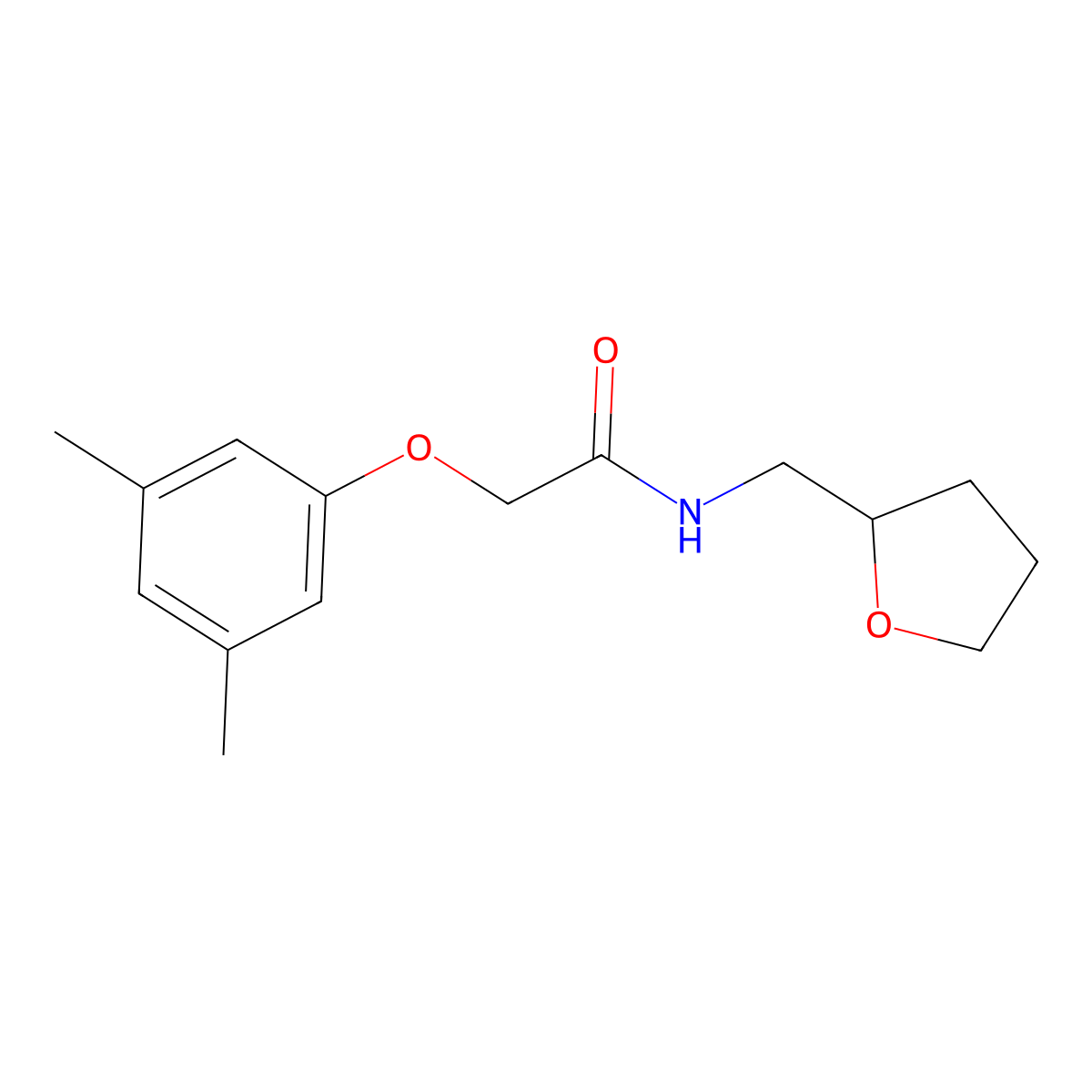2-(3,5-dimethylphenoxy)-N-(oxolan-2-ylmethyl)acetamide molecular structure, CAS 449793-88-8