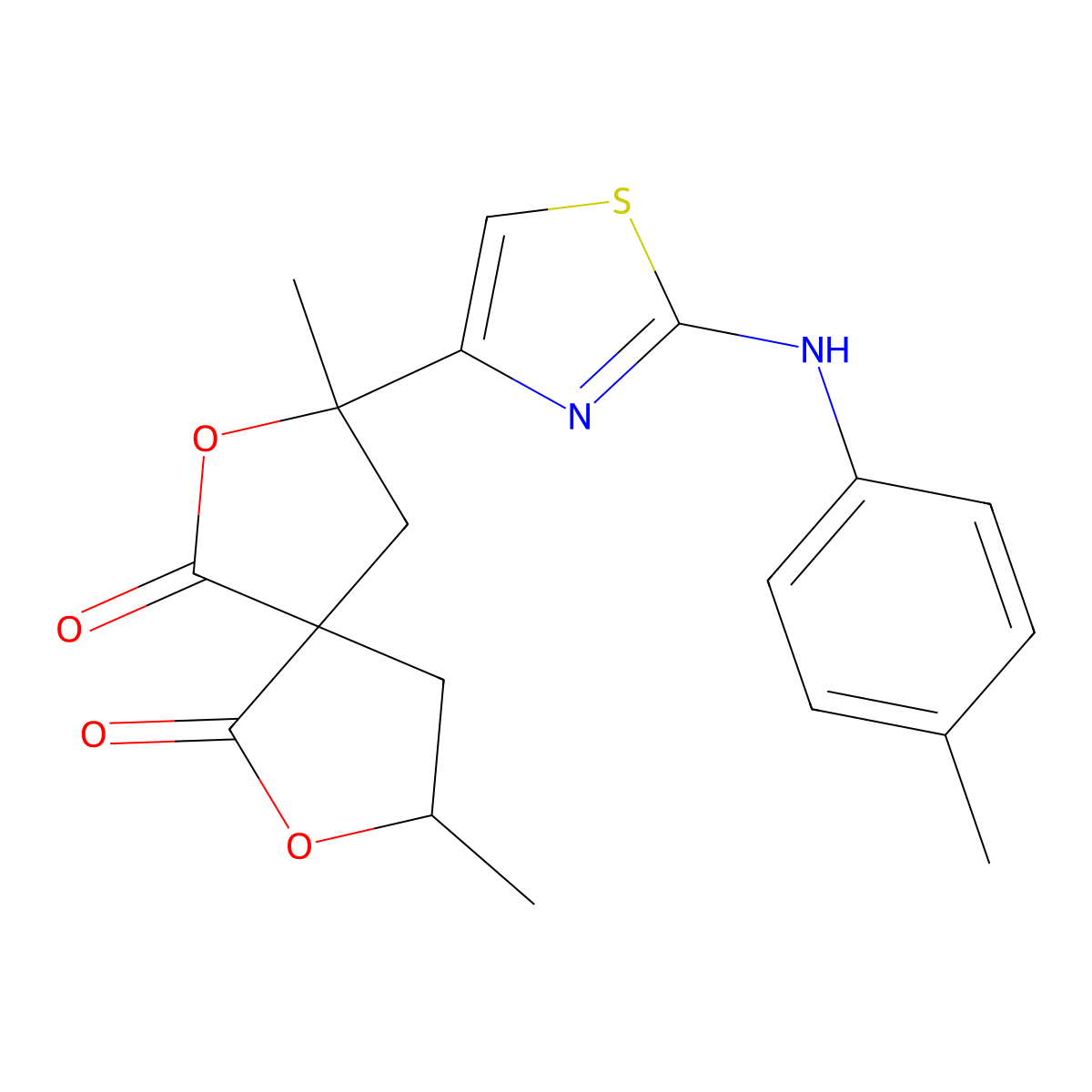 3,8-Dimethyl-3-{2-[(4-methylphenyl)amino]-1,3-thiazol-4-yl}-2,7-dioxaspiro[4.4]nonane-1,6-dione molecular structure, CAS 449797-34-6