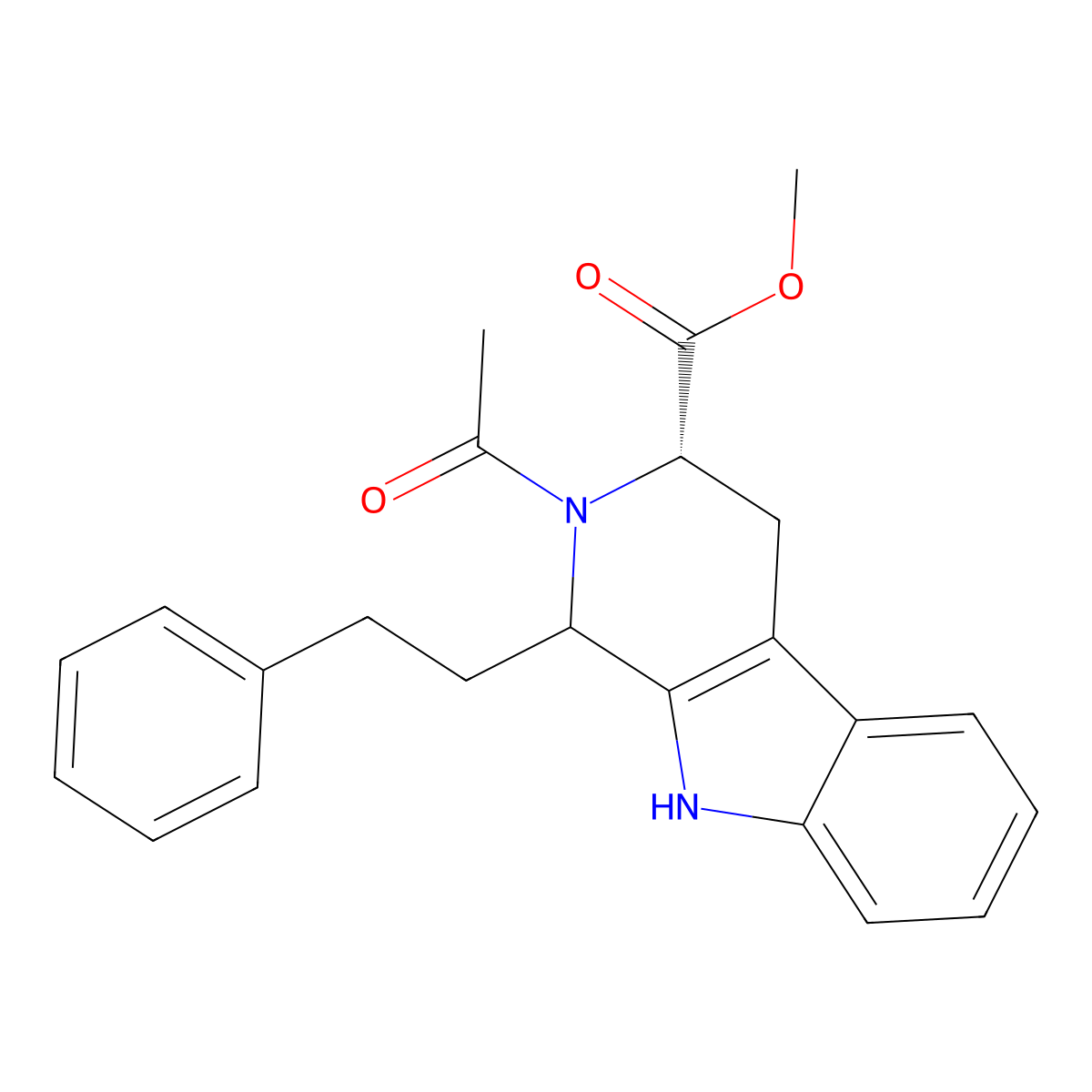 methyl (3S)-2-acetyl-1-(2-phenylethyl)-2,3,4,9-tetrahydro-1H-beta-carboline-3-carboxylate molecular structure, CAS 449797-74-4