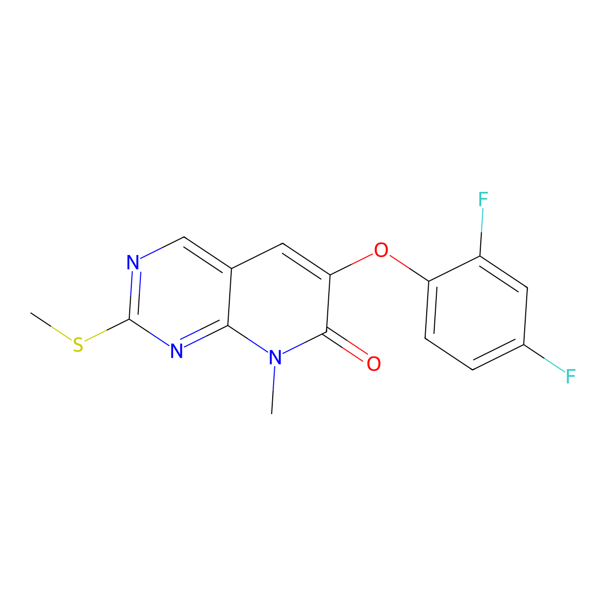 6-(2,4-difluorophenoxy)-8-methyl-2-(methylthio)pyrido[2,3-d]pyrimidin-7(8H)-one molecular structure, CAS 449811-12-5