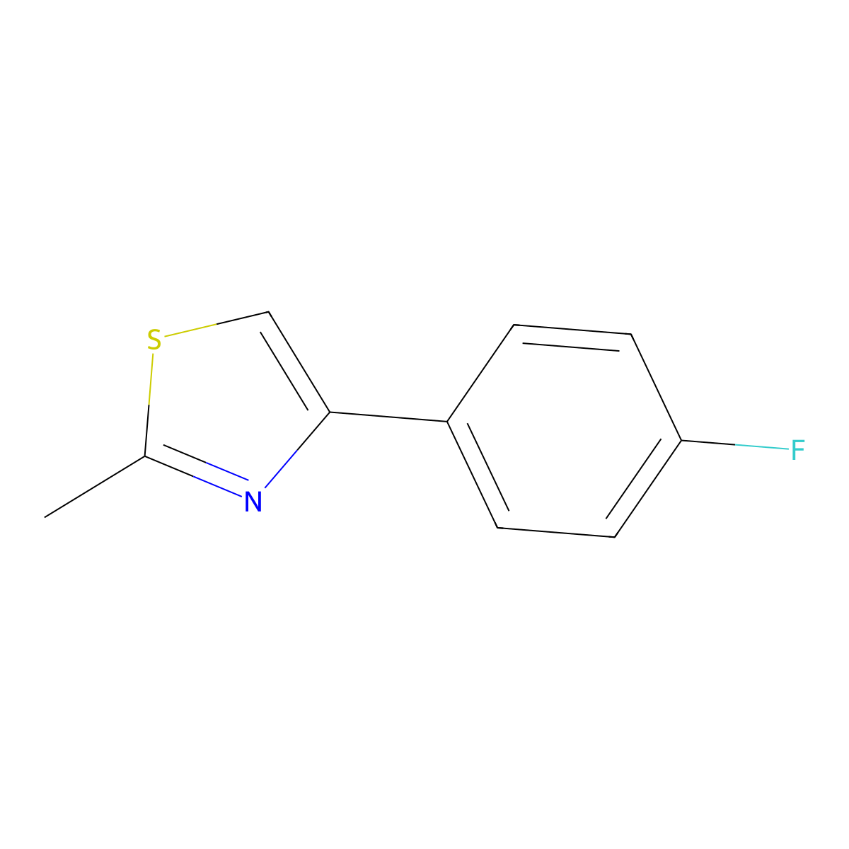4-(4-Fluorophenyl)-2-methylthiazole molecular structure, CAS 450-29-3