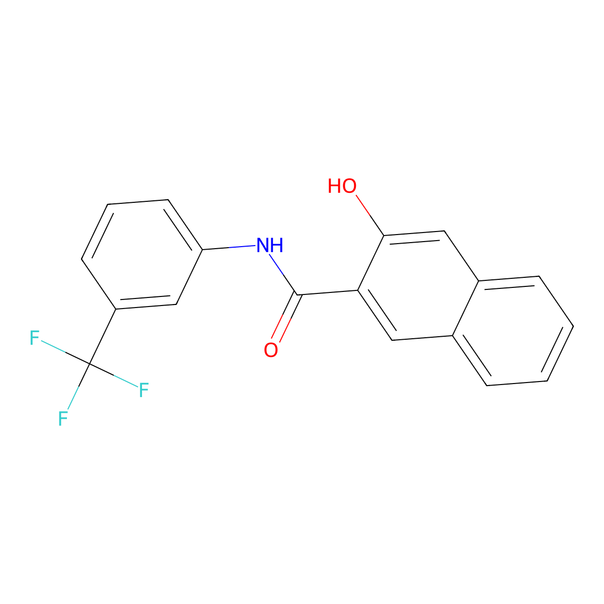 3-Hydroxy-n-[3-(trifluoromethyl)phenyl]naphthalene-2-carboxamide molecular structure, CAS 450-33-9