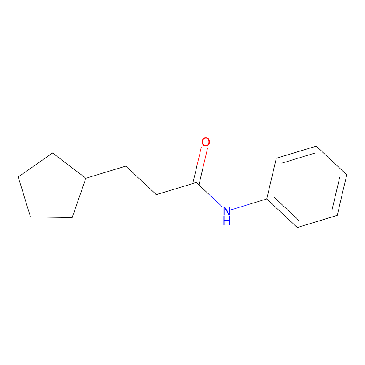 Cyclopentanepropionanilide molecular structure, CAS 4500-28-1