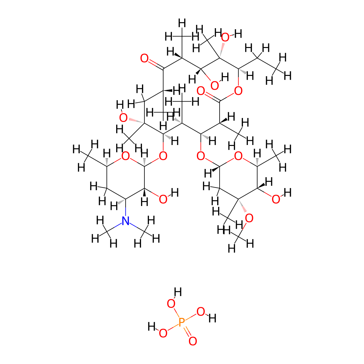 Erythromycin, phosphate (salt) molecular structure, CAS 4501-00-2