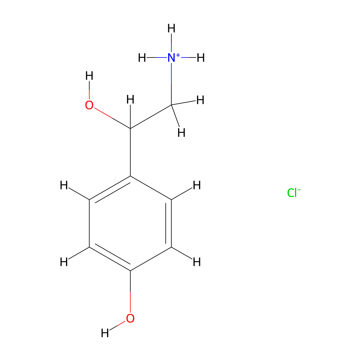 1-(4-Hydroxyphenyl)-2-aminoethanol hydrochloride molecular structure, CAS 4502-14-1