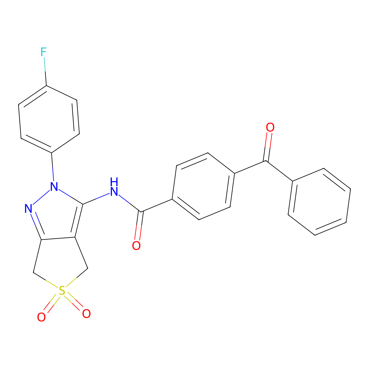 4-benzoyl-N-(2-(4-fluorophenyl)-5,5-dioxido-4,6-dihydro-2H-thieno[3,4-c]pyrazol-3-yl)benzamide molecular structure, CAS 450337-29-8