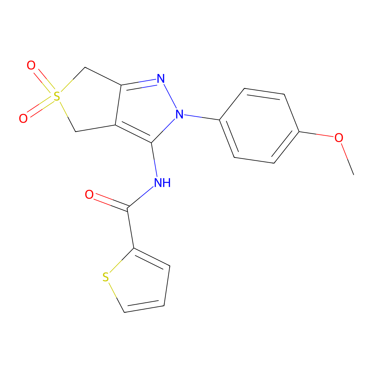 N-[2-(4-methoxyphenyl)-5,5-dioxo-4,6-dihydrothieno[3,4-c]pyrazol-3-yl]thiophene-2-carboxamide molecular structure, CAS 450337-69-6