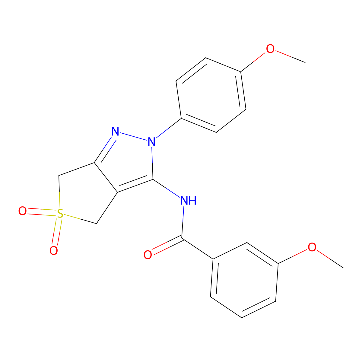 3-methoxy-N-[2-(4-methoxyphenyl)-5,5-dioxo-4,6-dihydrothieno[3,4-c]pyrazol-3-yl]benzamide molecular structure, CAS 450337-85-6