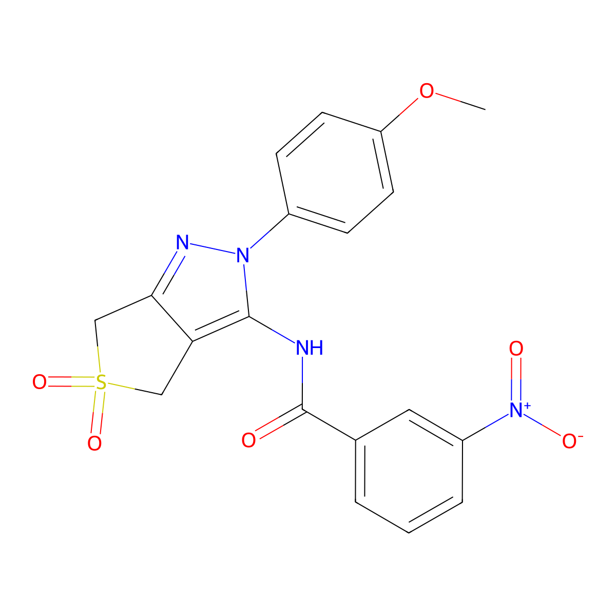 N-[2-(4-methoxyphenyl)-5,5-dioxo-4,6-dihydrothieno[3,4-c]pyrazol-3-yl]-3-nitrobenzamide molecular structure, CAS 450337-90-3