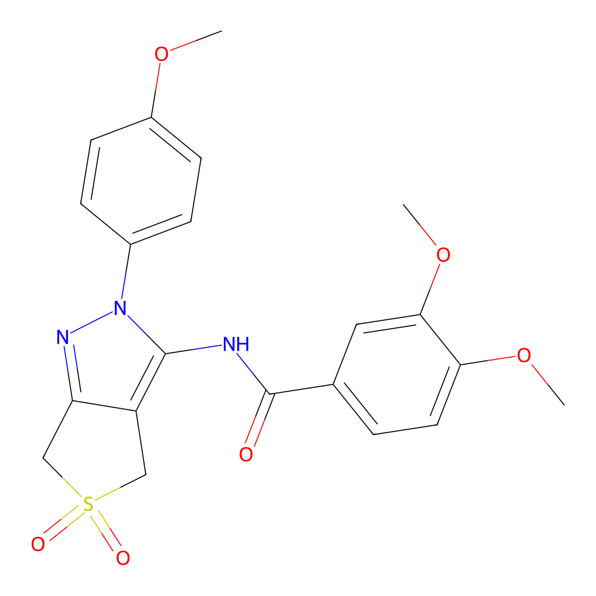 3,4-dimethoxy-N-(2-(4-methoxyphenyl)-5,5-dioxido-4,6-dihydro-2H-thieno[3,4-c]pyrazol-3-yl)benzamide molecular structure, CAS 450338-10-0