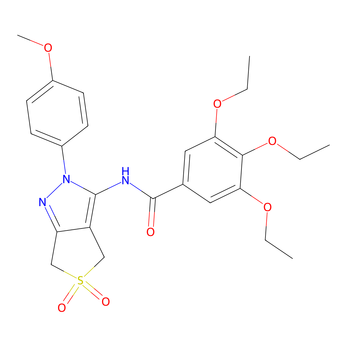 3,4,5-triethoxy-N-(2-(4-methoxyphenyl)-5,5-dioxido-4,6-dihydro-2H-thieno[3,4-c]pyrazol-3-yl)benzamide molecular structure, CAS 450338-13-3