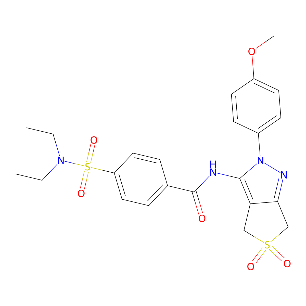 4-(diethylsulfamoyl)-N-[2-(4-methoxyphenyl)-5,5-dioxo-4,6-dihydrothieno[3,4-c]pyrazol-3-yl]benzamide molecular structure, CAS 450338-34-8