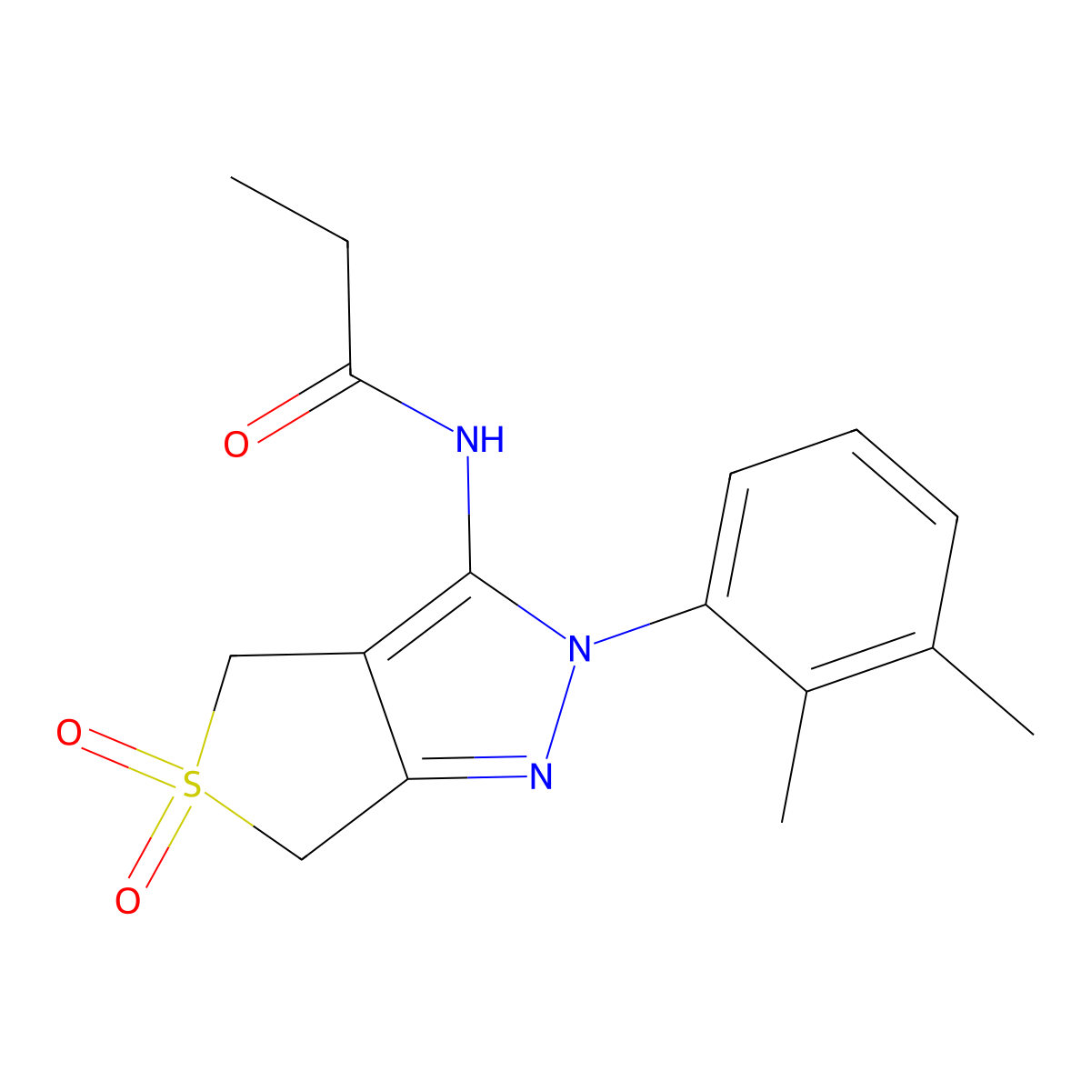 N-[2-(2,3-dimethylphenyl)-5,5-dioxo-4,6-dihydrothieno[3,4-c]pyrazol-3-yl]propanamide molecular structure, CAS 450338-41-7