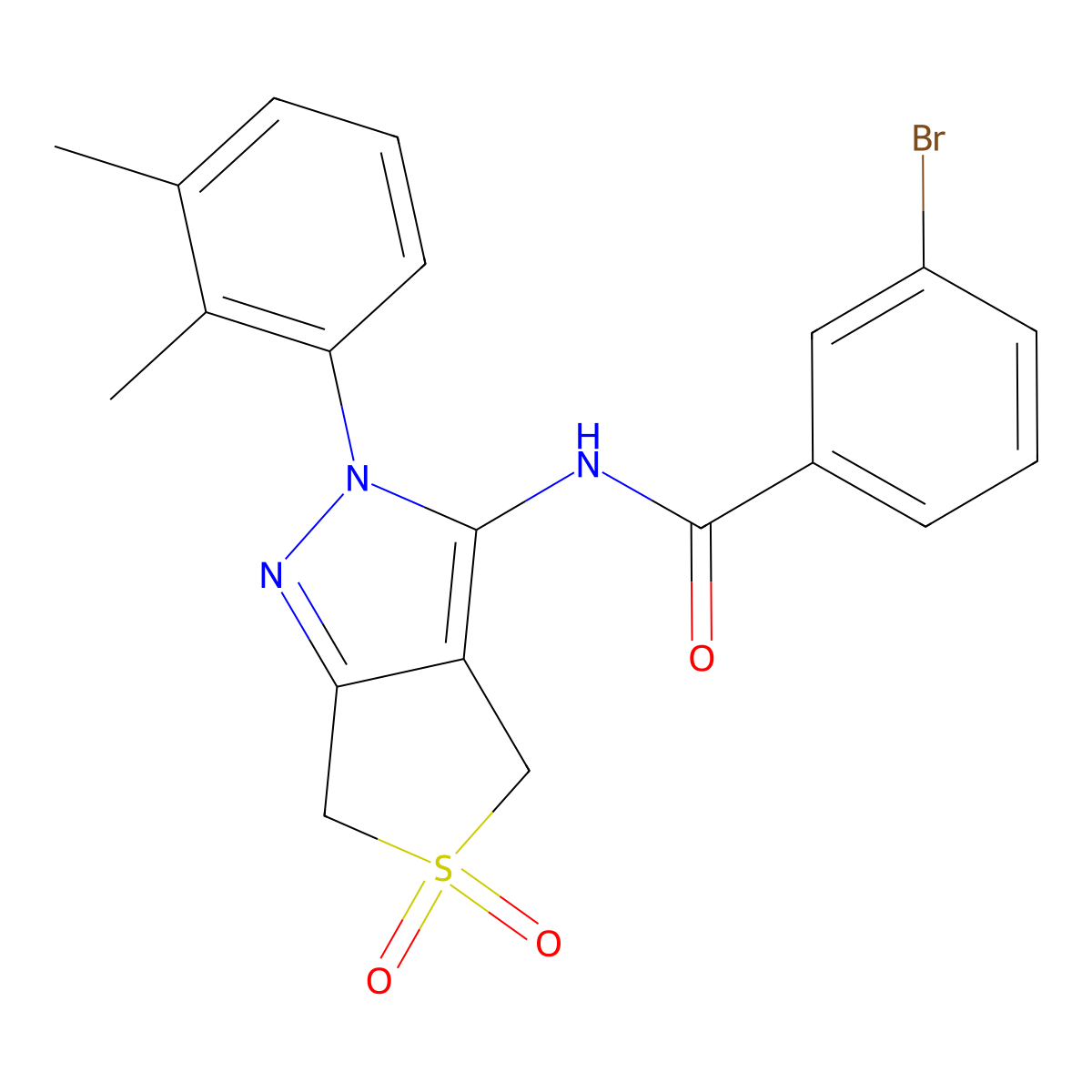 3-bromo-N-(2-(2,3-dimethylphenyl)-5,5-dioxido-4,6-dihydro-2H-thieno[3,4-c]pyrazol-3-yl)benzamide molecular structure, CAS 450338-67-7